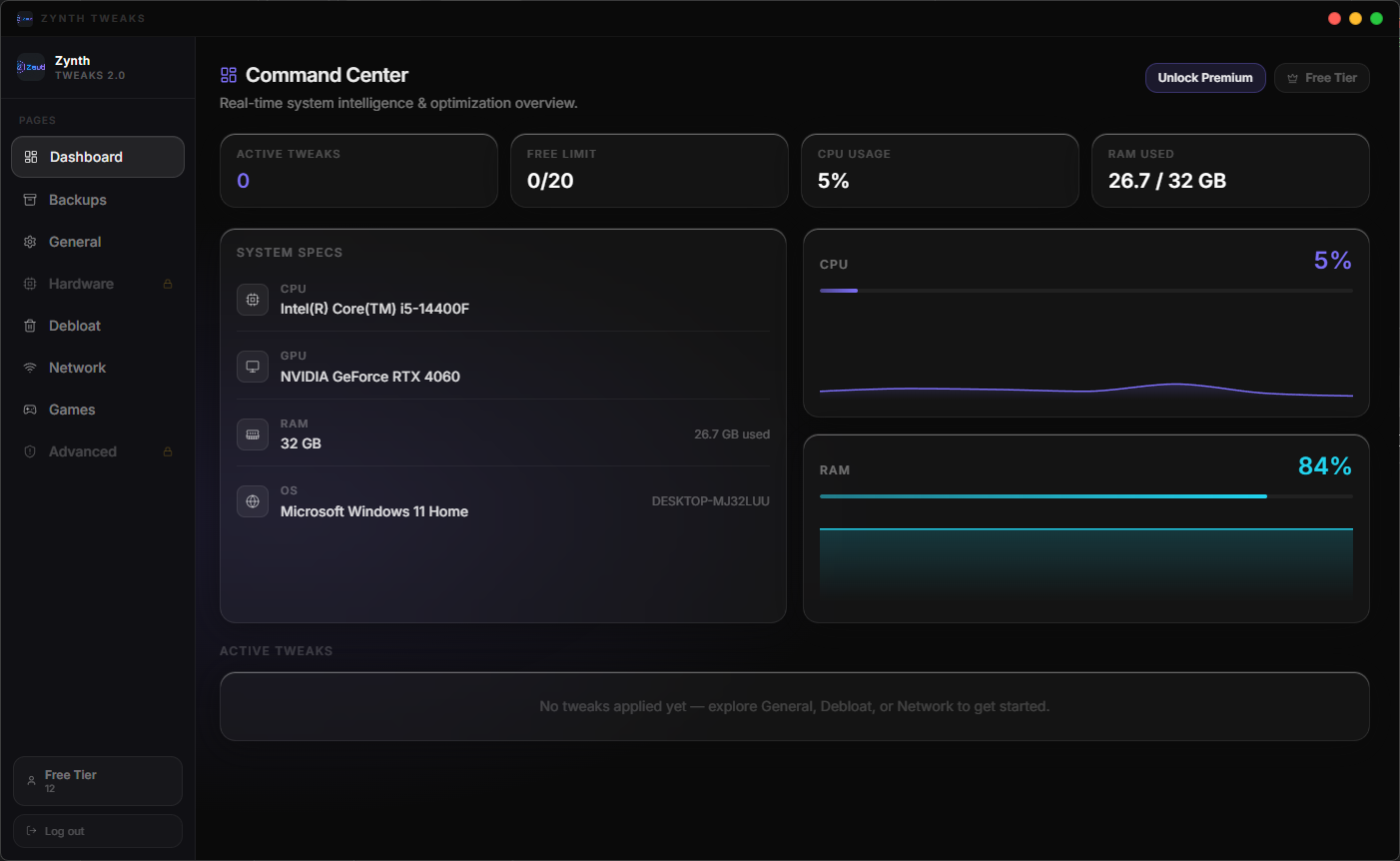 Zynth Tweaks Desktop App